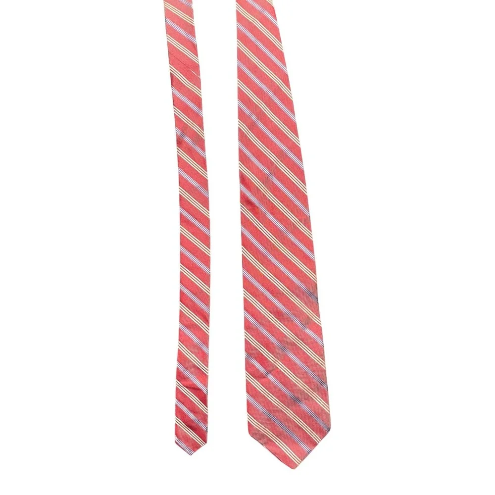 Brooks Brothers 346 Mens Red‎ Striped Pure Silk Necktie Made in USA Rep Stripe